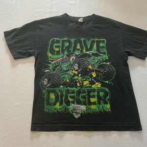 Boys small vintage grave digger faded black t-shirt